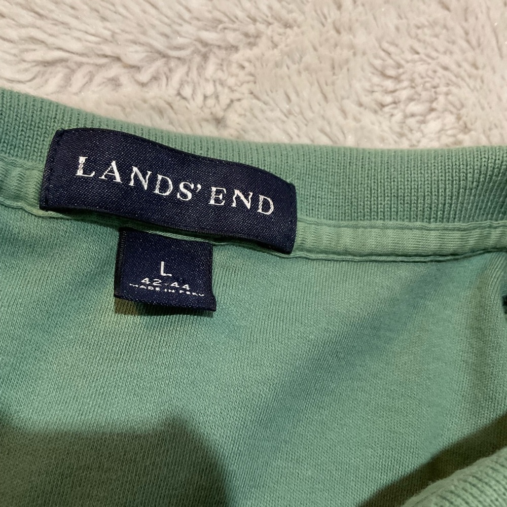 Lands' End Green Polo Shirt Classic Cotton Blend - Picture 3 of 5